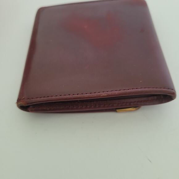 Cartier Mini Coin Case Holder Wallet Patent Leather Small Red Burgundy Bordeaux - Picture 9 of 10